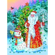 МОЗАИКА ИЗ ПАЙЕТОК. Формат А4. Дед Мороз и снеговик (Арт. М-6059)