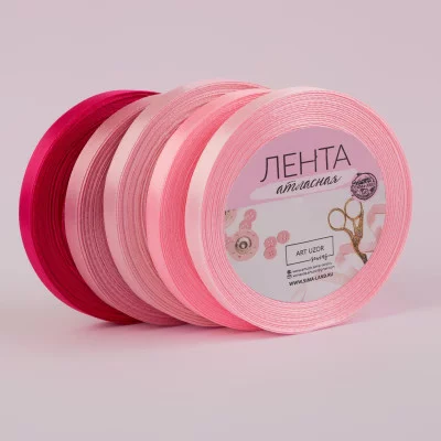 Лента атласная (цена за 1 ленту) 10мм*25±1ярд спектр розовый 2611785
