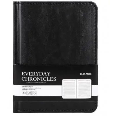 ЕЖЕДНЕВНИК А6, 128л. недатир. EVERYDAY CHRONICLES - BLACK (128-5033) кожзам (черный) 128-5033