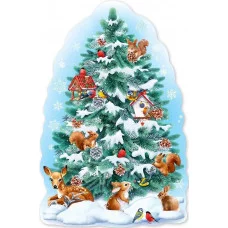 Плакат "Новогодняя лесная ёлка со зверюшками", Горчаков 460228997592301200