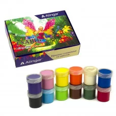 Гуашь Alingar карамельная, 12 цветов, 20 мл., картонная упаковка, "Фея" AL7265
