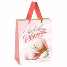 Пакет подарочный 1шт 11*14*6,5см MESHU "Любовь-морковь", выборочный лак, матовая ламинация 354583