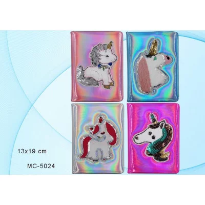 Блокнот МС-5024 ЕДИНОРОГ ,блок-линейка,бумага офсет,меховая аппликация с цвет.пайетками, 64 листа