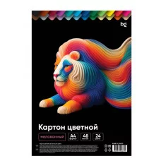 Картон цветной, А4 одностор., BG, 48 л., 24 цв., мелованный, в пакете 385215