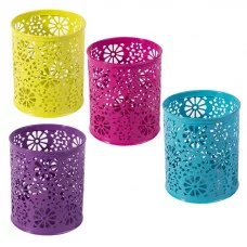 Подставка-стакан для канцтоваров Alingar, металлическая, круглая, узор "Одуванчики", ассорти AL9477