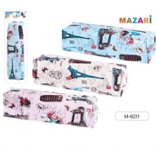 Пенал-косметичка PARIS, 21.5х6х4.5 см, на молнии, ПВХ, ассорти 3 цвета, ОПП-упаковка M-9566