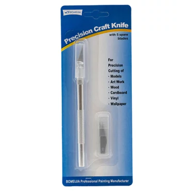 Нож канцелярский CK-165 "Макетный" металлический, 5 лезвий в комплекте , с защитным колпачком, на блистере 320255