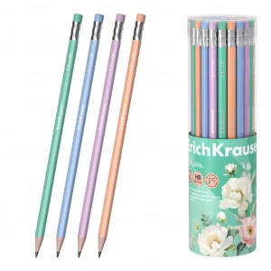 Чернографитный карандаш ErichKrause Pastel Bloom, трехгранный , с ластиком, HB 60722