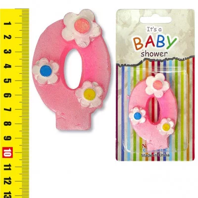 Свеча "Цифра 0 цветочки", 15,5*8 см HВ-0 J.Otten 102473