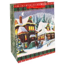 Dream cards Пакет подарочный с мат. лам. и глиттером 26x32x10см (L) Сказочный двор, 210г ПКП-3779