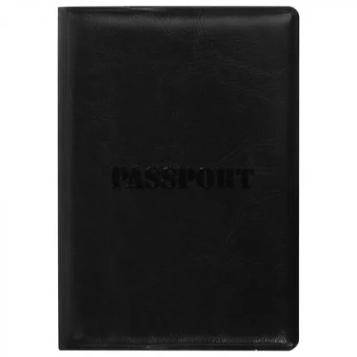 Обложка для паспорта STAFF, полиуретан под кожу, "ПАСПОРТ", черная, 237599