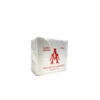 Салфетки бумажные ЛИНИЯ КОМФОРТА 100 шт БЕЛЫЕ 61402