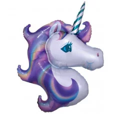 Шар (46\'\'/117 см) Фигура, Голова, Нежный Единорог, Сиреневый, 1 шт. 15236