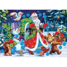 МОЗАИКА ИЗ ПУГОВИЦ. формат А5. ДЕДУШКА МОРОЗ И ДРУЗЬЯ (Арт. М-1268)