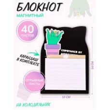 Блок для записей 14*10 40л склейка на магните 231803 Кот без забот КОКОС