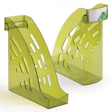 Лоток для бумаг вертикальный Стамм "Торнадо", тонированный, цвет лайм 178959