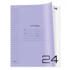 Тетрадь 24л., линия BG "UniTone. Neon", пластиковая обложка, неон сиреневый 383163