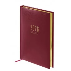 Ежедневник датированный 2026г., А5, 176л., твердый переплет, кожзам, BG "Dallas. Dark red", тёмно-красный, фольгированный срез 380059