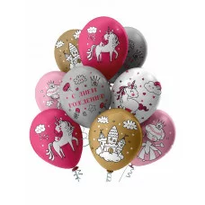 Набор шаров рис. 1ст.2цв "С Днем Рождения!" розово-белый, 30см,5диз(25шт/уп),собст.разр. ШВ-9820