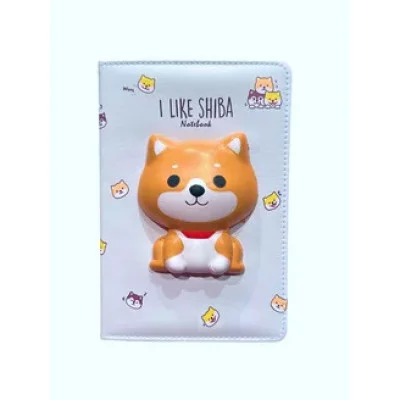 Блокнот детский: "SHIBA СКВИШ"; цветная обложка с рисунком; объёмная фигура сквиш в форме собачки, б МС-7437