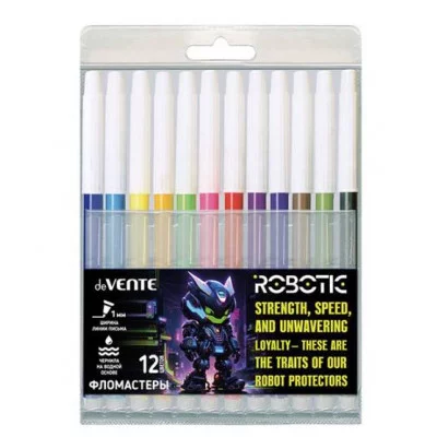 Фломастеры 12цв "Robotic" смываемые невент колп   DEVENTE 5081523 232405