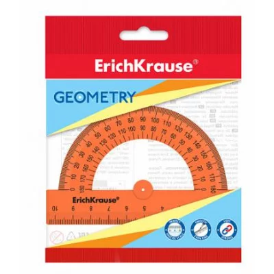 Транспортир пластиковый ErichKrause Caribbean Sunset 180°/10см оранжевый 57920