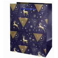 Dream cards Пакет подар. с мат.лам. и тис.фол.18х23х10 см (M) Золотистые олени 190г ППК-2291