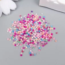 Бисер круглый размер 12/0 "Прозрачный с цветной серединкой" 20 гр 6074995