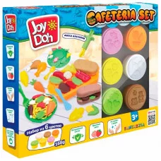 Масса для лепки Joy Doh, набор CAFETERIA SET - КАФЕТЕРИЙ, доп. пресс-формы,  11 аксессуаров, 6 баноч CAFE-168 pot