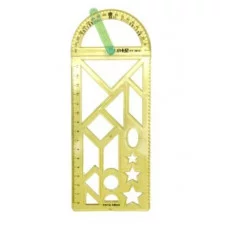 Линейка 15 см. пластиковая DC-20 с встроенным транспортиром и различными фигурами, в зип-пакете CY-3613 328590