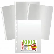 Папка-файл перфорированная А3 STAFF, 1шт ВЕРТИКАЛЬНЫЕ гладкие Яблоко 0,035мм Разбор225769