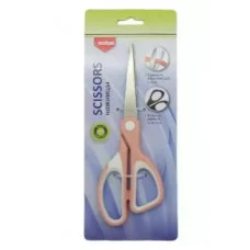 Ножницы INTELLIGENT DE-238 210мм, с анатомическими пластиковыми ручками с резиновыми вставками, белые с синим, на блистере 330763