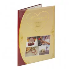 Папка адресная ламинир. "СВИДЕТЕЛЬСТВО О ЗАКЛЮЧЕНИИ БРАКА", А4, коллаж, индивидуальная упаковка, STAFF, 129586