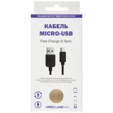 Кабель USB-micro USB 2.0, 1 м, RED LINE, для подключения портативных устройств и периферии, черный, УТ000002814