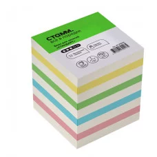 Блок для записей на склейке СТАММ "Стандарт", 9*9*9см, ассорти 331326