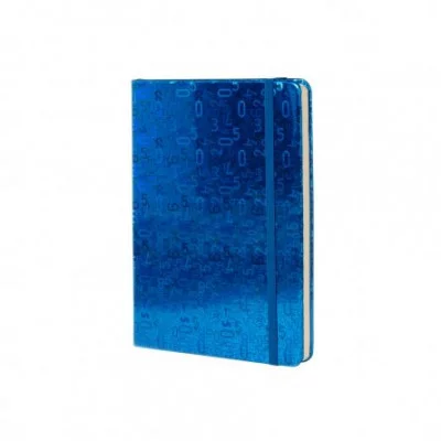 Записная книжка, А6, Alingar, 7БЦ, ПВХ голография на резинке, клетка, 96 л. Цифры синий AL9299