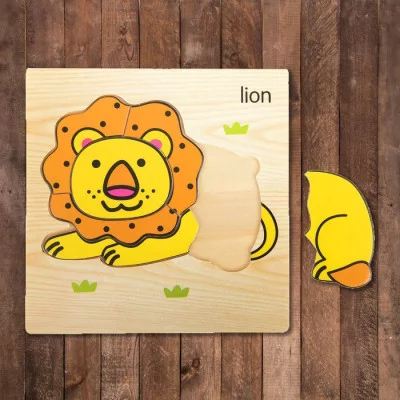 Пазл-вкладыш на деревянном основании "Лев" 2313360