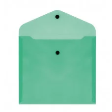 Папка-конверт на кнопке СТАММ А5+, 150мкм, пластик, прозрачная, зеленая 343176