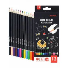 Карандаши цветные,набор,гексаг. 12цв. КАПИБАРЫ (КЦ-4718) гриф.d=3мм, КЦ-4718