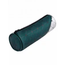 Пенал- тубус СЕРЕБРО И ЗЕЛЕНЫЙ МАТОВЫЙ (ПН-7553) ломаная ткань
