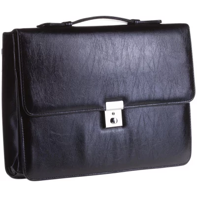 Портфель OfficeSpace "Uran" кожзам, черный, 2 отделения, метал. замок Спейс 162166