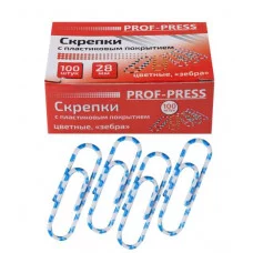 Скрепки металлические овальные цветные "Зебра" 28 мм (СКР-3139) 100 шт в карт.кор., СКР-3139