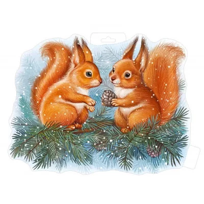 Плакат фигурный формат А4+ "Белки на ветке", Горчаков 460717860933092853