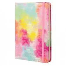 Записная книжка, А5, Alingar, 7БЦ, ПВХ резинке, клетка, 95 л. Трендовые надписи розовый AL9303