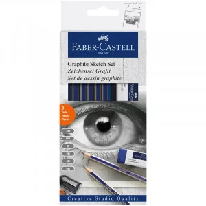 Набор карандашей ч/г Faber-Castell "Goldfaber", 6шт.+ластик+точилка, 2H-6B, заточен., карт. уп., европодвес 285934