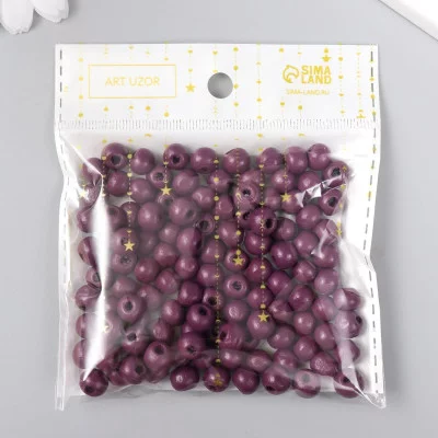 Бусины для творчества дерево "Фиолетовый. Ватикан" d-0,8 см, набор 20 гр   9463331