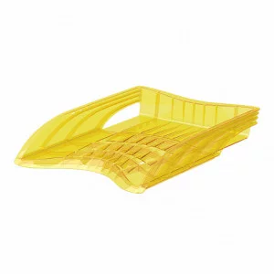 Лоток для бумаг пластиковый ErichKrause S-Wing Neon желтый 51507