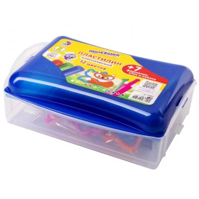 Пластилин в боксе ЮНЛАНДИЯ "ЮНЛАНДИК В ЗООПАРКЕ", 12 цветов, 130 г, скалка, стек, 7 формочек, 105863