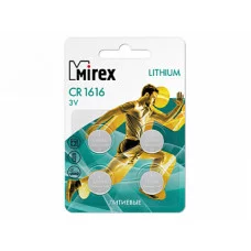 Батарейка 1шт литиевая Mirex CR1616 3V Бат436