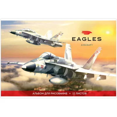 Альбом для рисования 12л А4 на скрепке ArtSpace Техника Eagles aircraft 311483